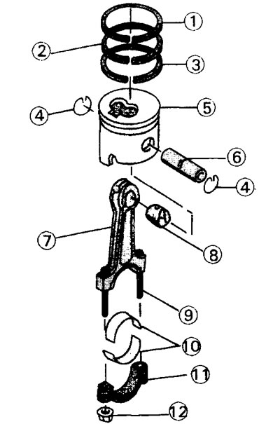 22.0a Connecting rod and piston group parts