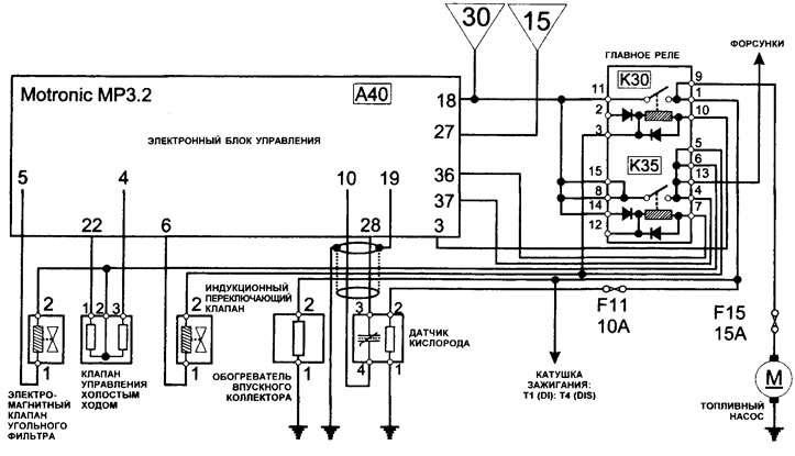 11.3 Schemat połączeń ECM/OS/ISCV/CFSV/ICOV/IMH/Pene/ (405 - wczesne modele)