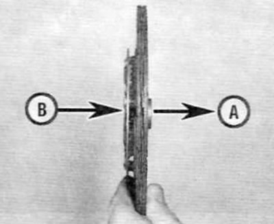 Figure 4.14. Install the driven disk so that its spring-loaded hub (B) faces away from the flywheel…