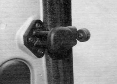 Figure 21.1 Remove the three screws securing the door window glass closing latch to the body