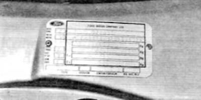 The inscriptions on the vehicle identification number (VIN) plate and on the registration plate…