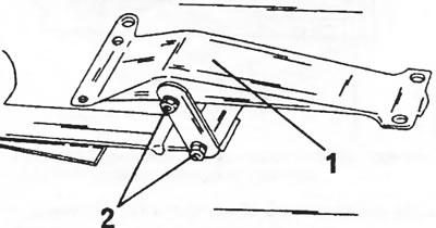 Figura 155. Consolă cu arc spate (1) cu suspensie cu arc pe cercei (2).