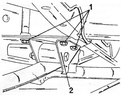 Figura 156. Consola cu arc frontal este fixată pe caroserie cu șuruburi (1).