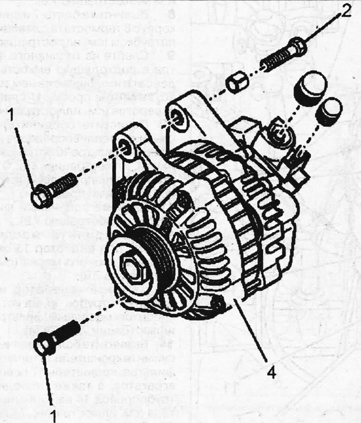 7.13a. Valeo generator 1 - pričvrsni vijci M10x150-50. Moment pritezanja 41 Nm; 2 - pričvrsni vijak…