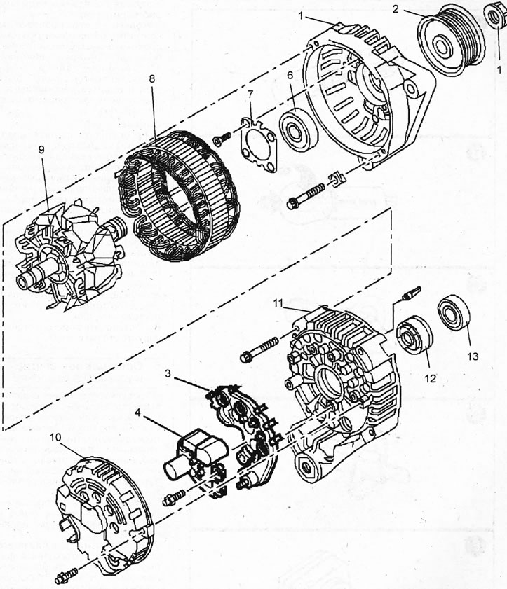 4.0g. Generator Valeo și componentele sale 1 - piuliță de montare a scripetelui; 2 - scripete; 3 -…