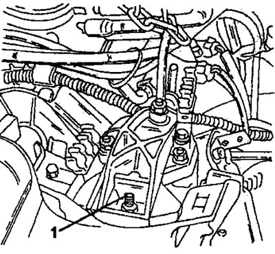 Рис. 20. Вид подвески со стороны привода газораспределительного механизма на двигателе типа XU.…