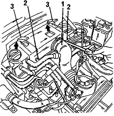Рис. 29. При снятии головки цилиндров двигателя типа XU сначала снять указанные детали, чтобы…