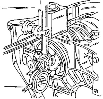 Фигура 77. Проверка на аксиалния хлабина на коляновия вал.