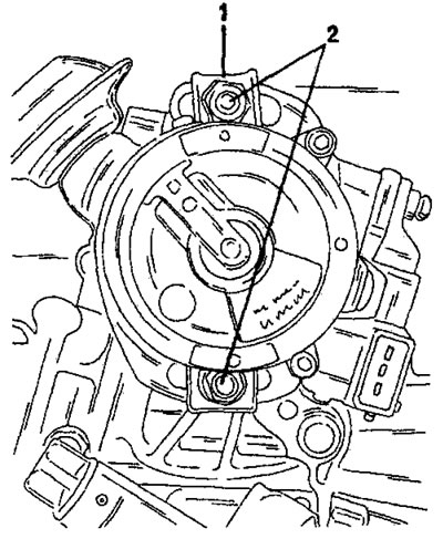 Фигура 103. Маркирайте позицията за монтаж на разпределителя на запалването на място (1), преди да…