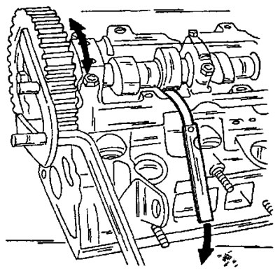 Фигура 116. Измерване на хлабините на клапаните. За по-голяма яснота, главата на цилиндъра е…