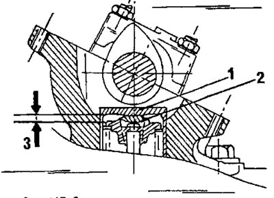 Фигура 117. Разрез на разпределителния вал и повдигача на клапана. 1. Повдигач на клапани; 2.…