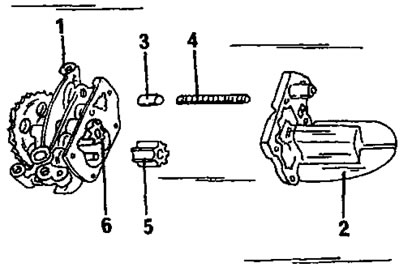 Рис. 151. Детали масляного насоса. 1. Корпус масляного насоса; 2. Маслозаборная сетка; 3.…