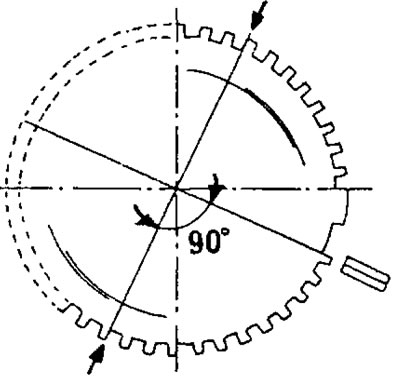 Фигура 174. Маховик с два липсващи зъба на зъбния венец.