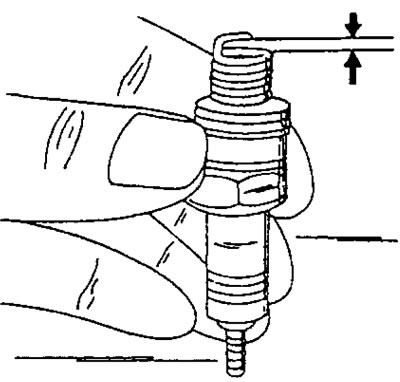 Фигура 175. Междуелектродното разстояние се измерва между стрелките «А».