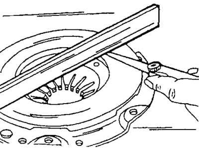 Фигура 179. Измерване на изкривяването на задвижващия диск на съединителя.