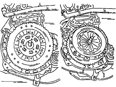 Фигура 180. Монтиран задвижван диск (вляво) и кош на съединителя (вдясно). И двата изгледа имат…