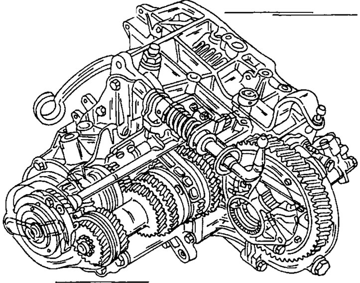 Рис. 186. Разрез коробки передач типа ВЕЗ и редуктора моста, установленных на двигателях типа XU.