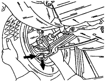 Фигура 188. Отделяне на напречния носач от шенкела. Издърпайте целия жлеб надолу.