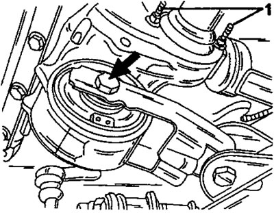 Фигура 190. Освобождаване на опората на момента. Разхлабете двете гайки (1), както е описано в…