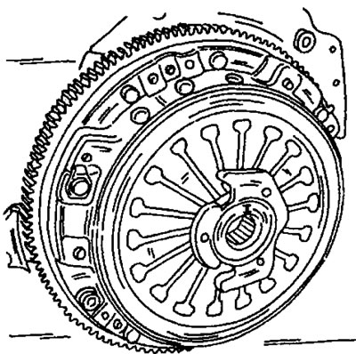 Рис. 194. Выжимной подшипник сцепления должен устанавливаться указанным образом выемками вперед.