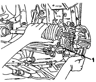Рис. 200. При установке приводного вала обеспечить правильное положение защитной шайбы (1) шаровой…