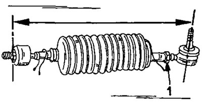 Рис. 209. Выставить длину рулевой тяги между стрелками на размер, определенный перед снятием. Для…