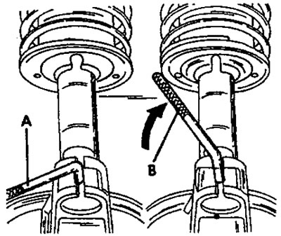 Рис. 214. Для расширения стяжного шлица вставить специальный ключ в стяжной шлиц, как показано на…