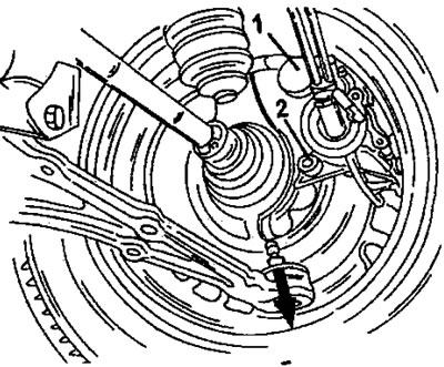 Фигура 226. Натиснете напречния лост надолу по посока на стрелката, докато болтът на сферичната…