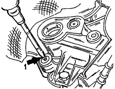 Рис. 245. Отворачивание болта с приливом (1) из торсиона.