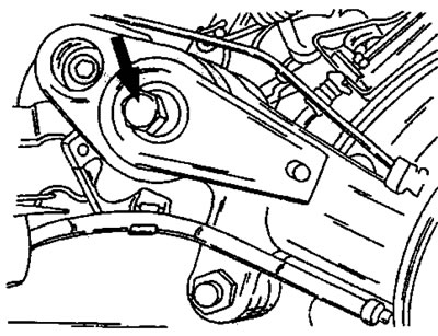 Фигура 254. Използване на специален избутващ болт за монтиране на стабилизиращата щанга.