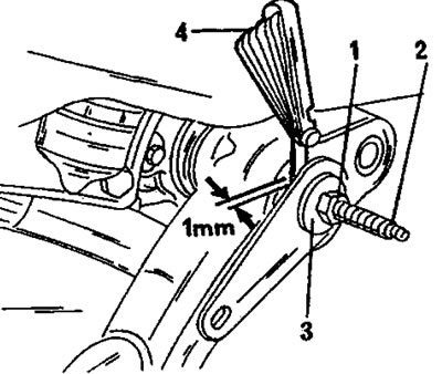 Фигура 256. Монтиране на лоста върху стабилизиращата щанга от дясната страна на автомобила, с…