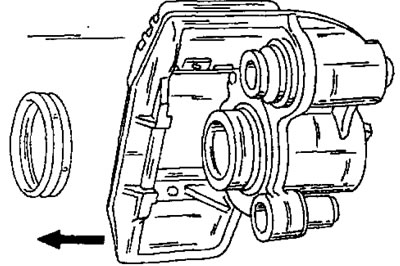 Рис. 266. Снятие пылезащитного кольца из поршня и корпуса цилиндра.
