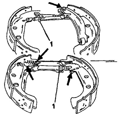 Рис. 280. Сборка тормоза Bendix. Для правильного подсоединения пружин особое внимание уделять…