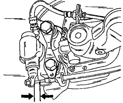 Рис. 294. Регулировка ручного тормоза на дисковых тормозах задних колес (см. текст)
