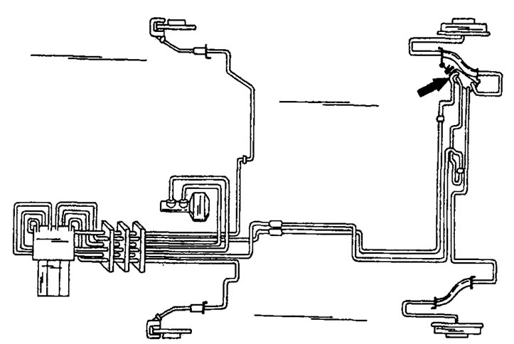 Фигура 297. Трасиране на тръбопроводи за ABS системата, произведена от Bosch (2E) с монтирани…