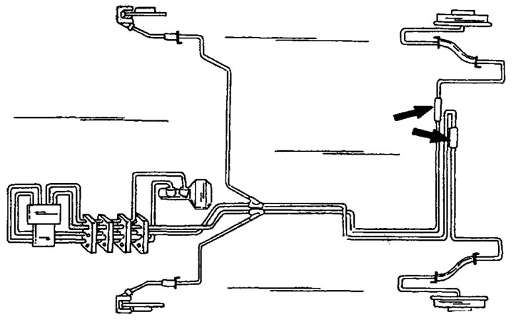 Фигура 298. Трасиране на тръбопроводите за ABS системата Bendix с монтирани задни барабанни…