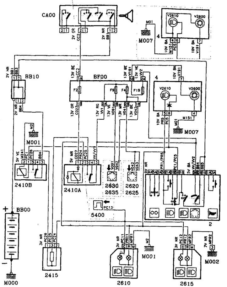 Электрическая схема звуковых сигналов