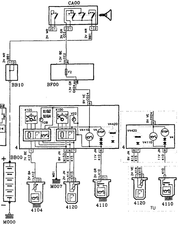 Електрическа верига за измерване на нивото и налягането на двигателното масло