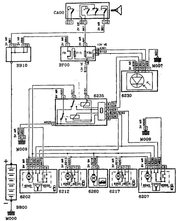 Електрическа схема на централно управлявани брави