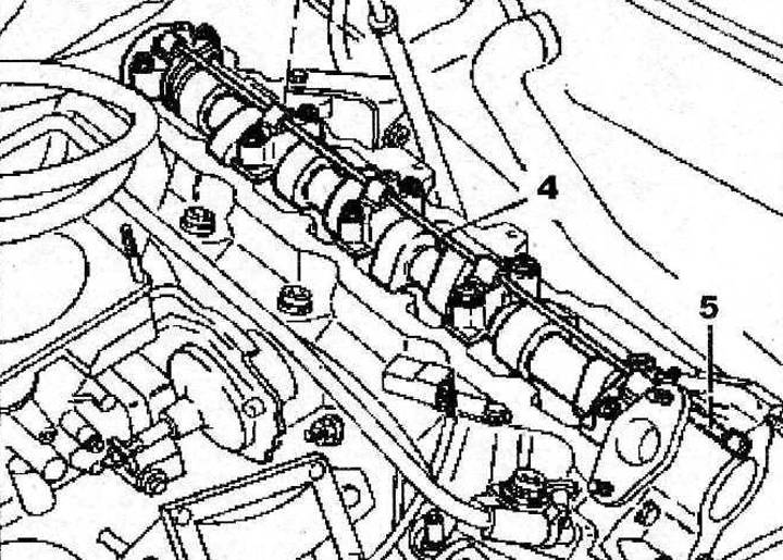 3.8 Зніміть маслопровід 4, викрутіть болт 5