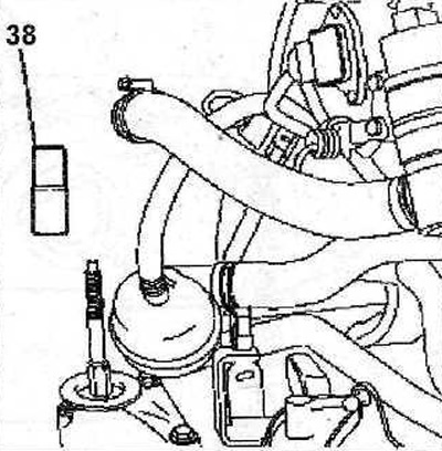 7.43 Place tip 38 on the speedometer shaft drive