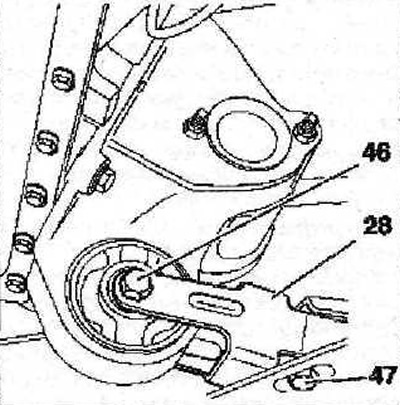 7.50 Connect the reaction rod 28, tighten bolt 46 with a force of 55 Nm, and bolt 47 of its…
